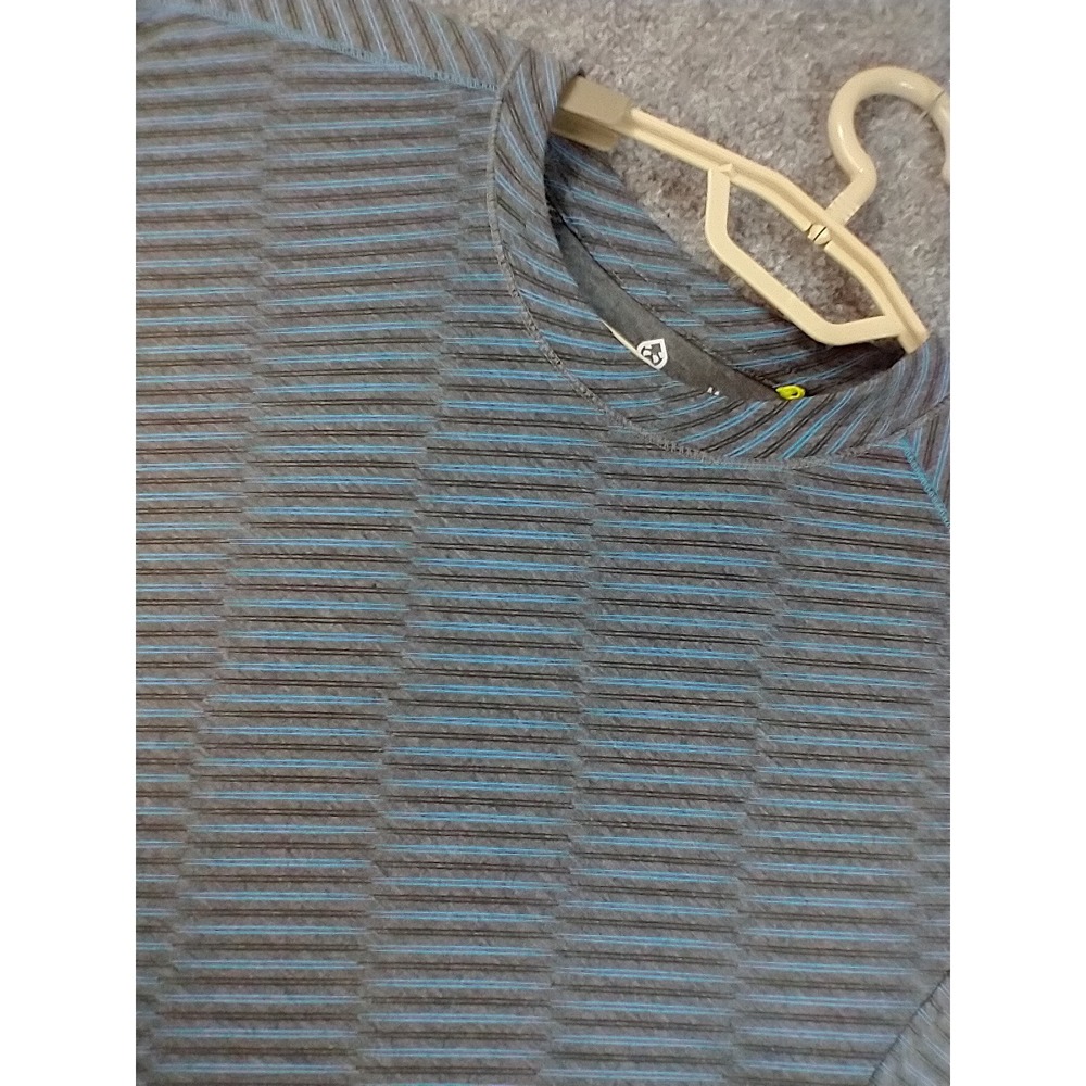 Tasc Performance Mens Gray Blue Diagonal Stripe Micro Modal T-Shirt Size M